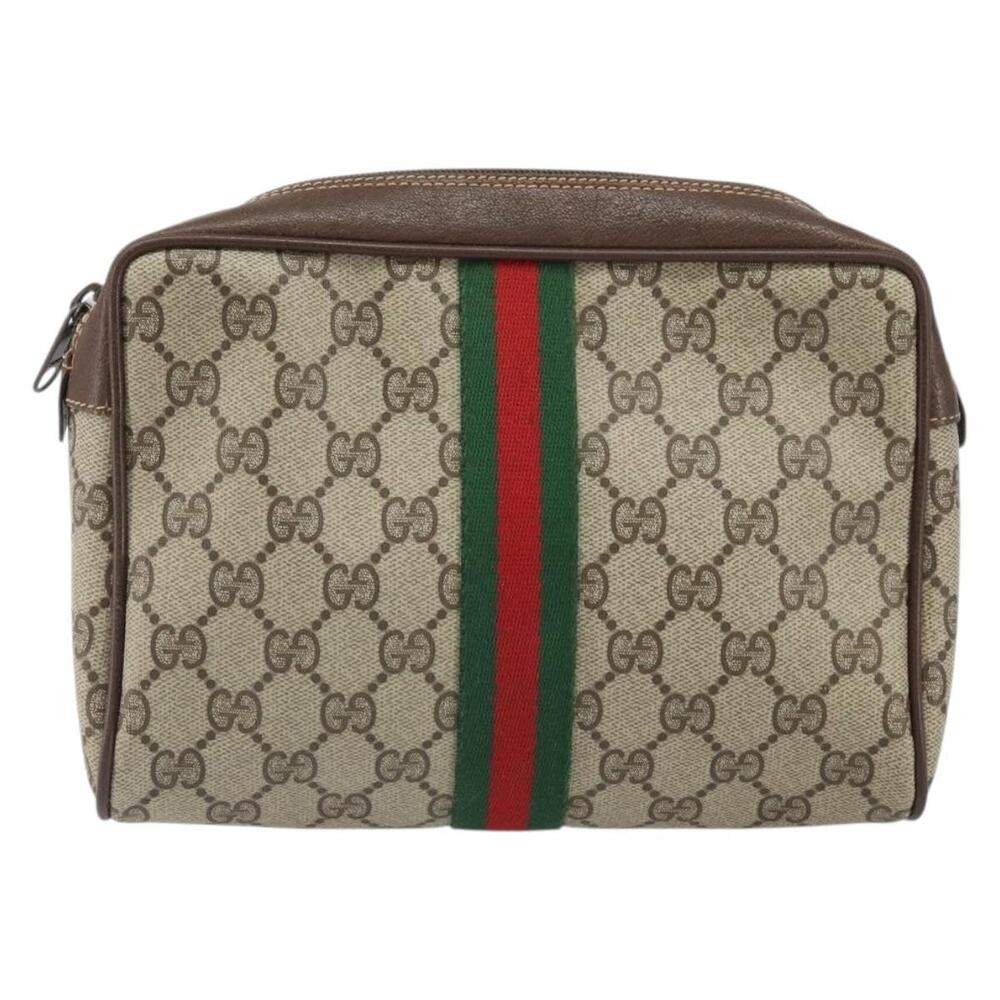 Gucci GG Supreme Web Clutch Bag Beige